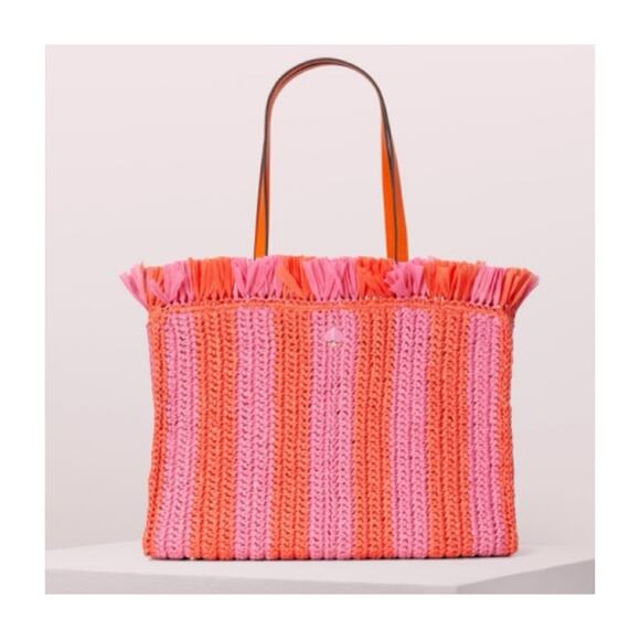 Kate Spade Sam Stripe Straw Tote - Picture 14 of 14